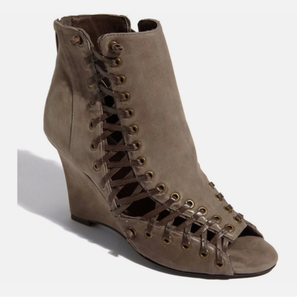 NWOB 7 For All Mankind Marlo Open Toe Leather Ankle Boots
